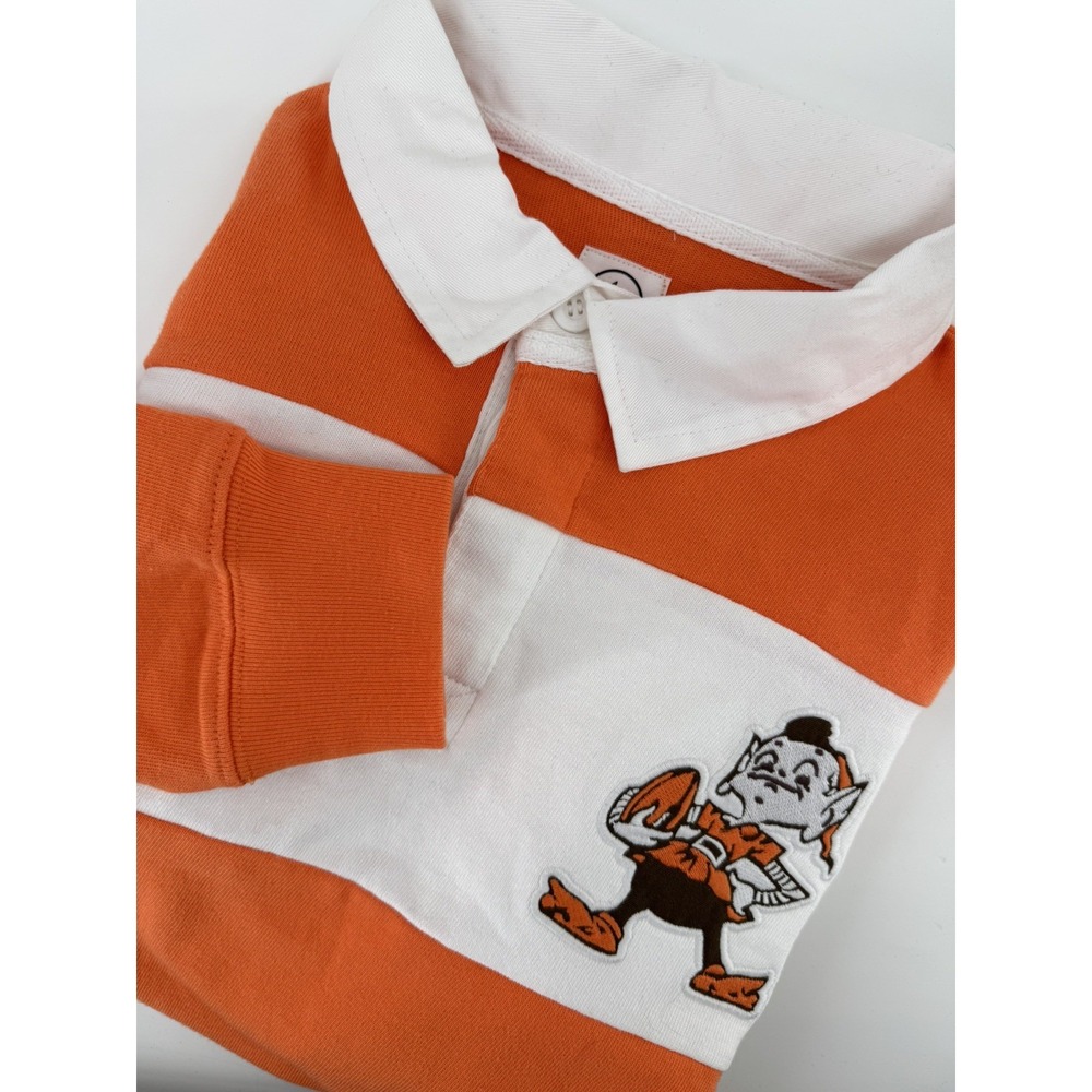 Cleveland Browns '47 Brand Historic Rugby Stripe Long Sleeve Shirt Mens S NWT